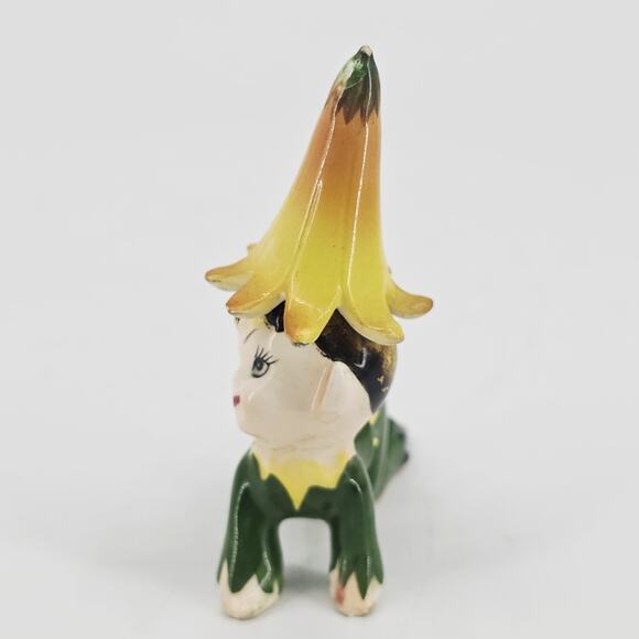 Vintage 1950's Norcrest pixie elf fairy Green Outfit porcelain Japan *READ* - Picture 2 of 9